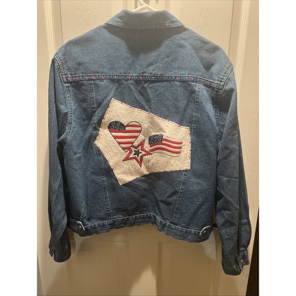 Ten Trums Denim Women’s Jean Jacket American Flag Design Size L - Picture 7 of 8
